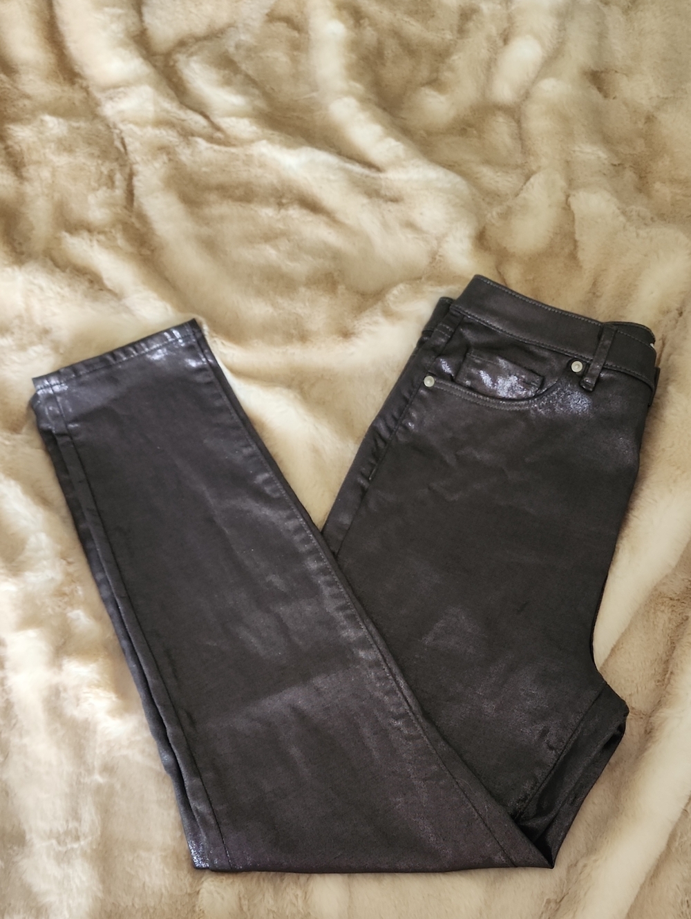 LOFT Metallic Charcoal Skinny Jeans